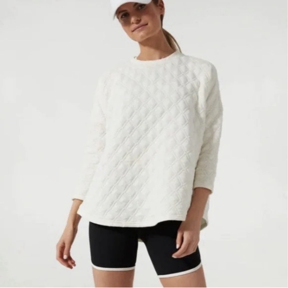Tuckernuck Quilted Ally Swing White Sweatshirt Size M/L
